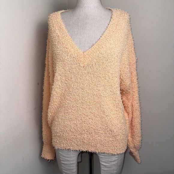 Universal Thread Sweater Orange Textured Knit V-Neck Pullover Size Medium EUC - Picture 1 of 7
